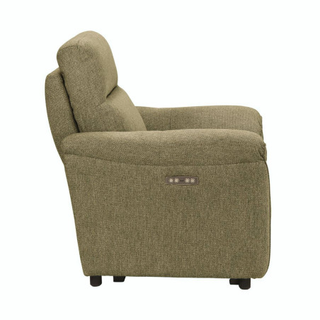 Fauteuil relax électrique tissu vert chiné - MAZIRA