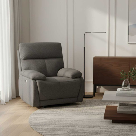 Fauteuil relax électrique tissu gris foncé - MIGUELOR