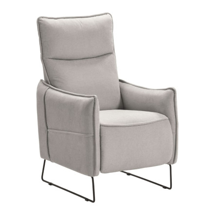 Fauteuil relax tissu gris clair, piètement métal luge - HASSANOR