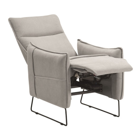 Fauteuil relax tissu gris clair, piètement métal luge - HASSANOR