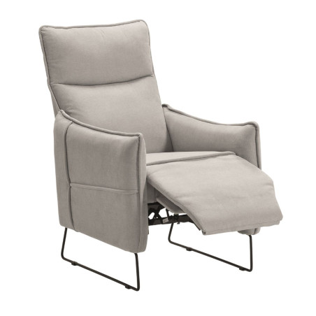 Fauteuil relax tissu gris clair, piètement métal luge - HASSANOR