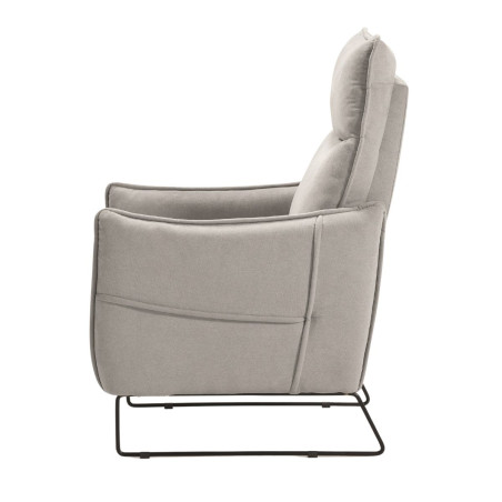 Fauteuil relax tissu gris clair, piètement métal luge - HASSANOR