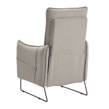 Fauteuil relax tissu gris clair, piètement métal luge - HASSANOR