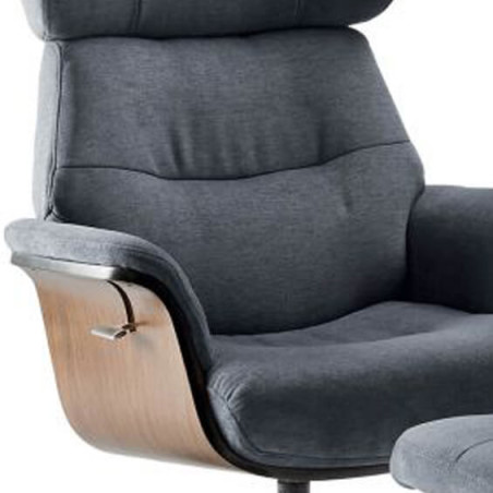 Fauteuil inclinable avec repose-pieds gris bleu - OBANAS