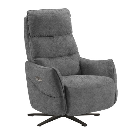 Fauteuil relax électrique tissu gris pieds métal - LISIA