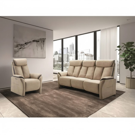 Fauteuil Relax Electrique New Nobuck Beige Gris Foncé - COIMA