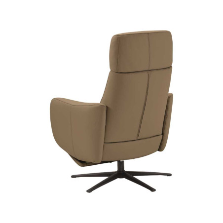 Fauteuil relax électrique pivotant tout cuir marron clair - REIRA