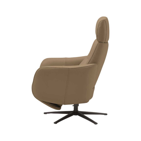 Fauteuil relax électrique pivotant tout cuir marron clair - REIRA