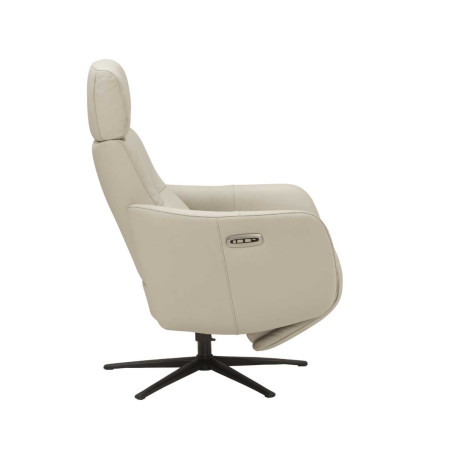 Fauteuil relax électrique pivotant cuir gris clair - REIRA