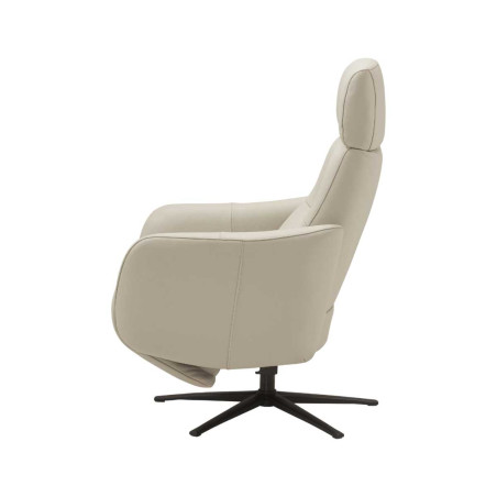Fauteuil relax électrique pivotant cuir gris clair - REIRA