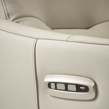 Fauteuil relax électrique pivotant cuir gris clair - REIRA