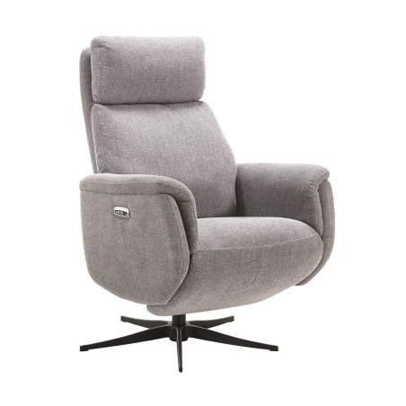 Fauteuil Relax Électrique Tissu Gris Clair Chiné - SINIA