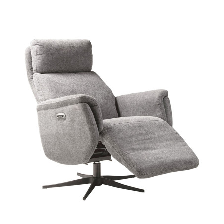 Fauteuil Relax Électrique Tissu Gris Clair Chiné - SINIA