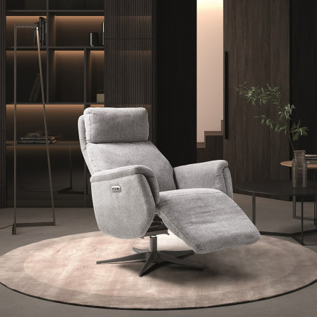 Fauteuil Relax Électrique Tissu Gris Clair Chiné - SINIA