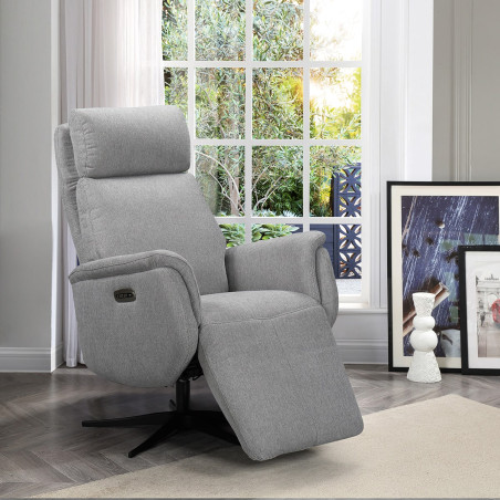 Fauteuil Relax Électrique Tissu Gris Clair Chiné - SINIA