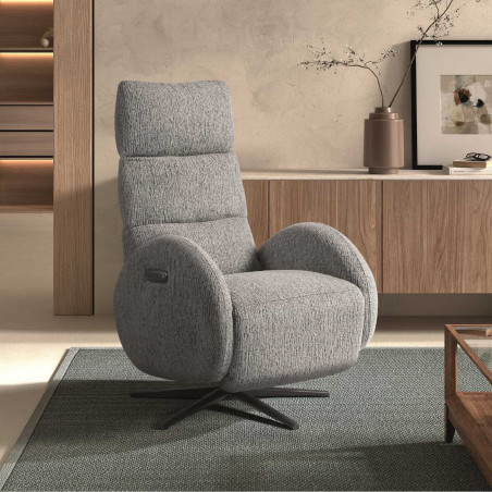 Fauteuil relax électrique en tissu polyester gris - AMSTAR
