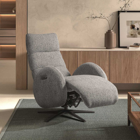 Fauteuil relax électrique en tissu polyester gris - AMSTAR