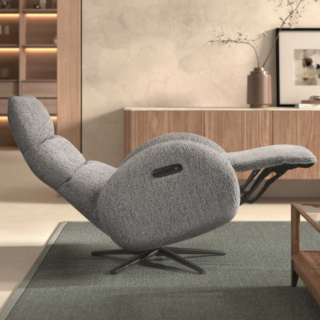 Fauteuil relax électrique en tissu polyester gris - AMSTAR