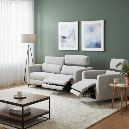 Fauteuil relax électrique gris clair - MUMIO