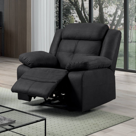 Fauteuil Relax Manuel Tissu Gris - FARON