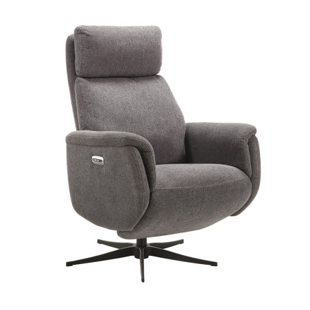 Fauteuil Relax Electrique Tissu Gris Foncé Chiné - SINIA