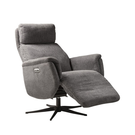 Fauteuil Relax Electrique Tissu Gris Foncé Chiné - SINIA
