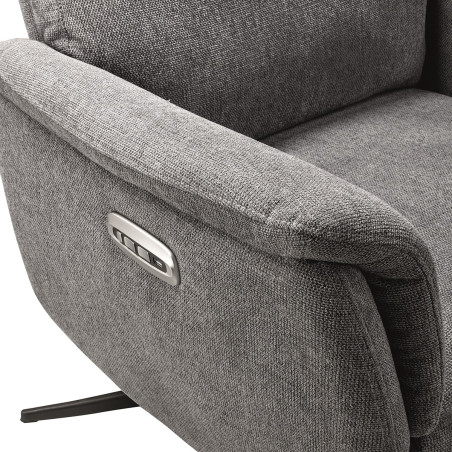 Fauteuil Relax Electrique Tissu Gris Foncé Chiné - SINIA