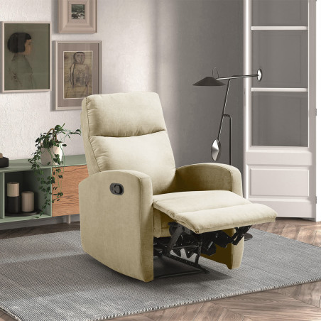 Fauteuil relax manuel tissu ivoire - LERIA