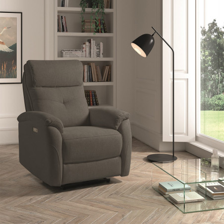 Fauteuil électrique en tissu polyester gris - SARAGA