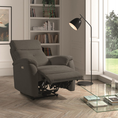 Fauteuil électrique en tissu polyester gris - SARAGA