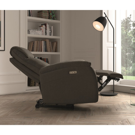 Fauteuil électrique en tissu polyester gris - SARAGA