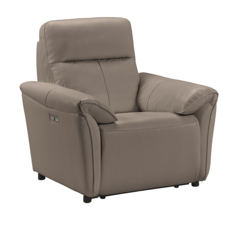 Fauteuil relax électrique cuir gris éléphant - MAZIRA