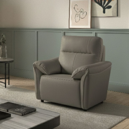 Fauteuil relax électrique cuir gris éléphant - MAZIRA