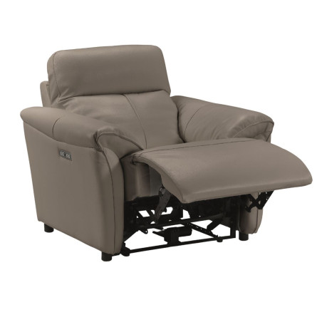 Fauteuil relax électrique cuir gris éléphant - MAZIRA