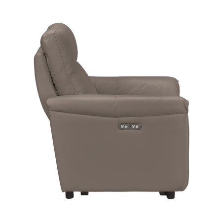 Fauteuil relax électrique cuir gris éléphant - MAZIRA
