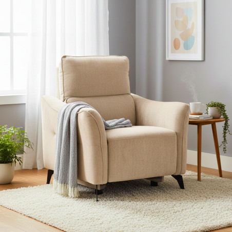 Fauteuil électrique tissu waterproof beige - BURGA