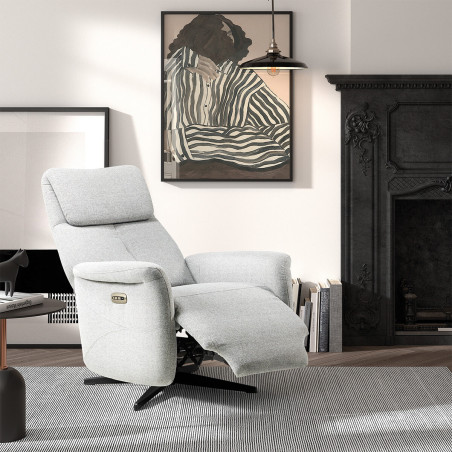 Fauteuil Relax électrique tissu gris perle - ISINA