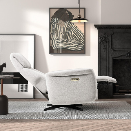 Fauteuil Relax électrique tissu gris perle - ISINA