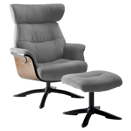 Fauteuil inclinable gris avec repose-pieds - OBANAS