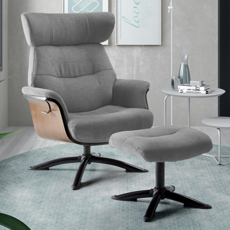 Fauteuil inclinable gris avec repose-pieds - OBANAS