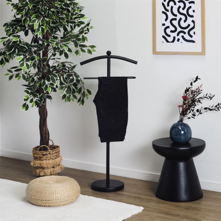 Valet de nuit noir et effet bois en métal - VANTA