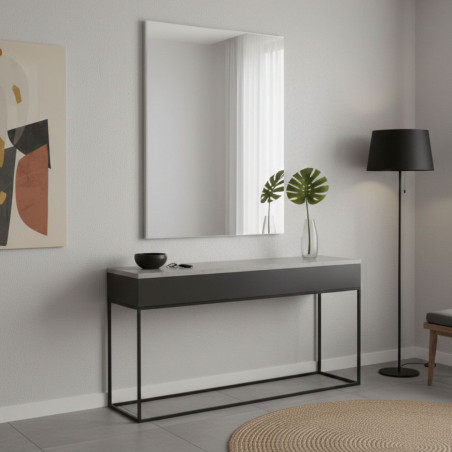 Miroir rectangulaire 100x70cm bords blanc laqué - NARCISSOR