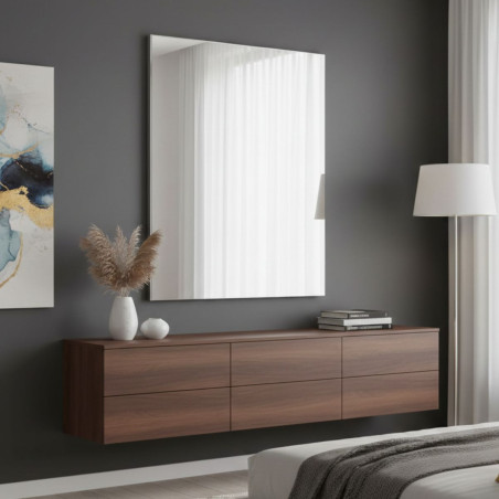 Miroir rectangulaire 100x70cm bords blanc laqué - NARCISSOR