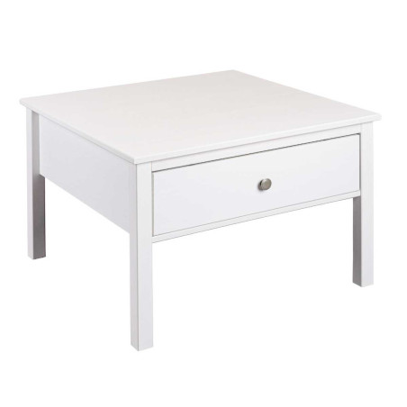 Table basse 1 tiroir en pin massif vernis blanc - DORIOR