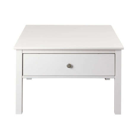Table basse 1 tiroir en pin massif vernis blanc - DORIOR