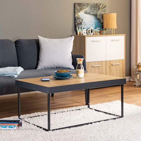 Table basse aspect bois et piètement métal - JUSTIA