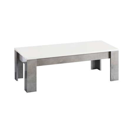 Table Basse Rectangulaire L126cm Laquée Blanc et Marbre - ALANA