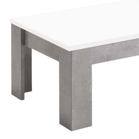 Table Basse Rectangulaire L126cm Laquée Blanc et Marbre - ALANA
