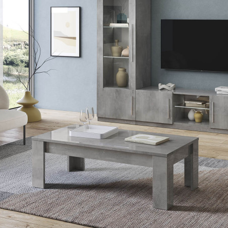 Table basse rectangulaire L126cm laquée effet marbre - ALANA