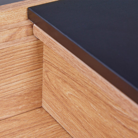 Table basse coffre anthracite et effet chêne - PAVICH